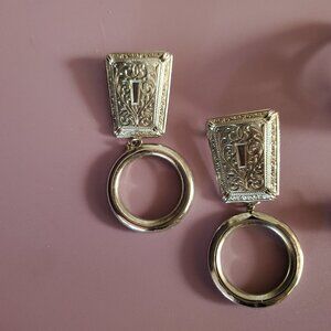 Gorgeous Vintage Western Filigree Post Earrings with Drop Rings Silver